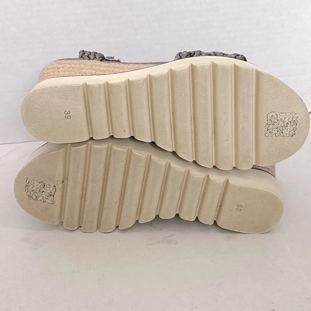 BIBI LOU X Anthropologie ARIEL WEDGE PLATFORM SANDAL IN COLOR NEUTRAL SIZE 39/8